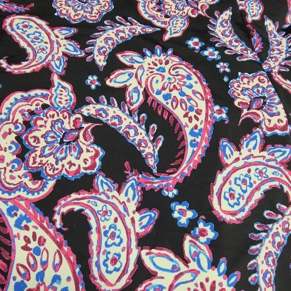 Swim Solutions Women's Paisley Twist Knot Swim Dress One Piece Black Purple